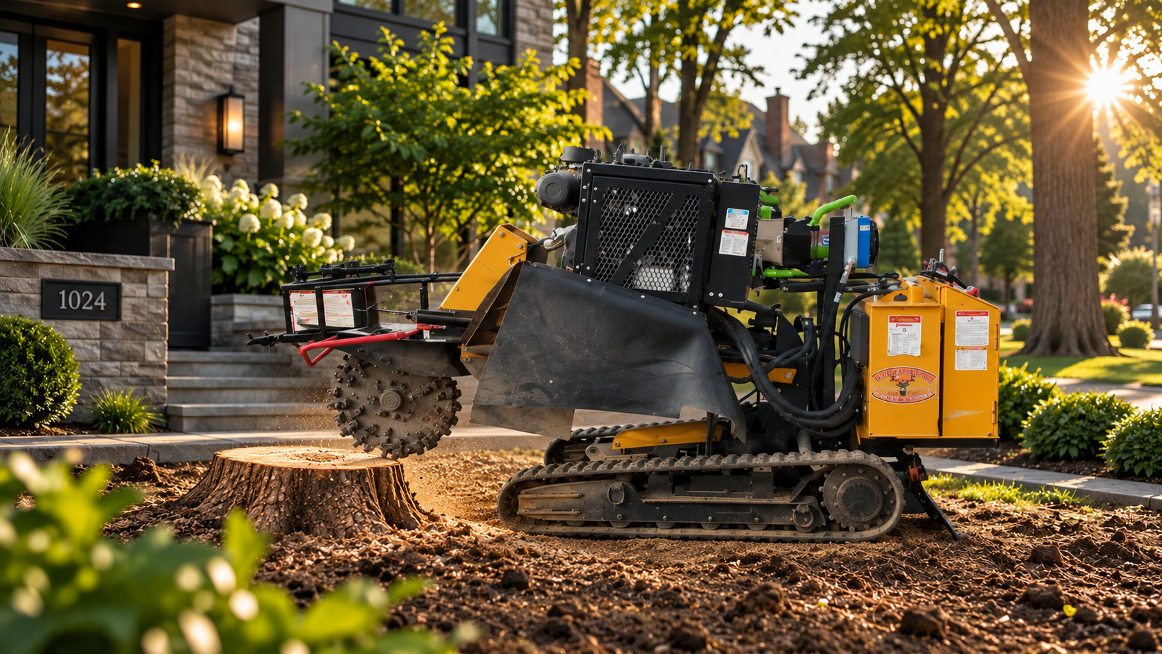 Single tree stump grinding