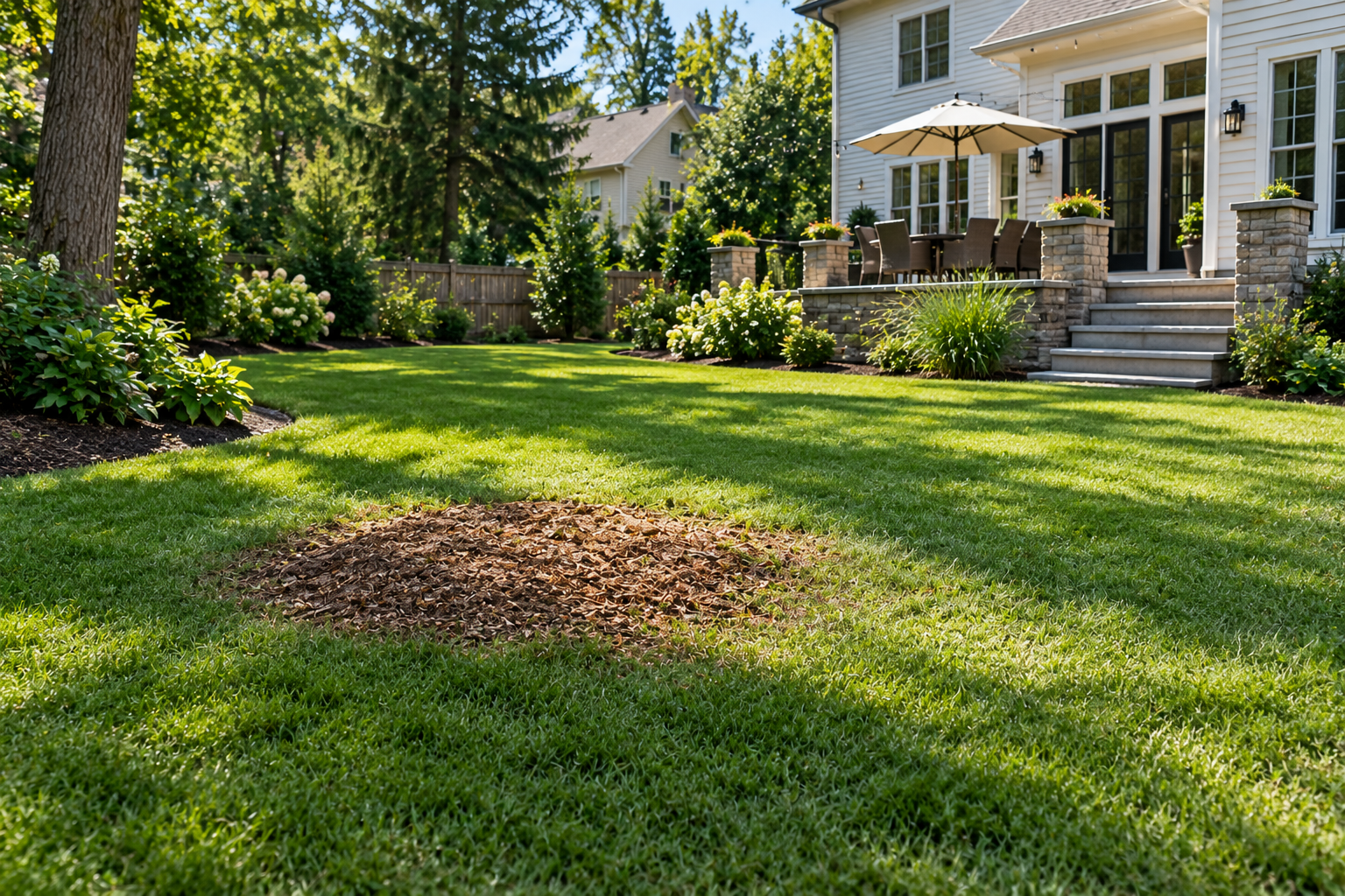 Residential yard after stump grinding