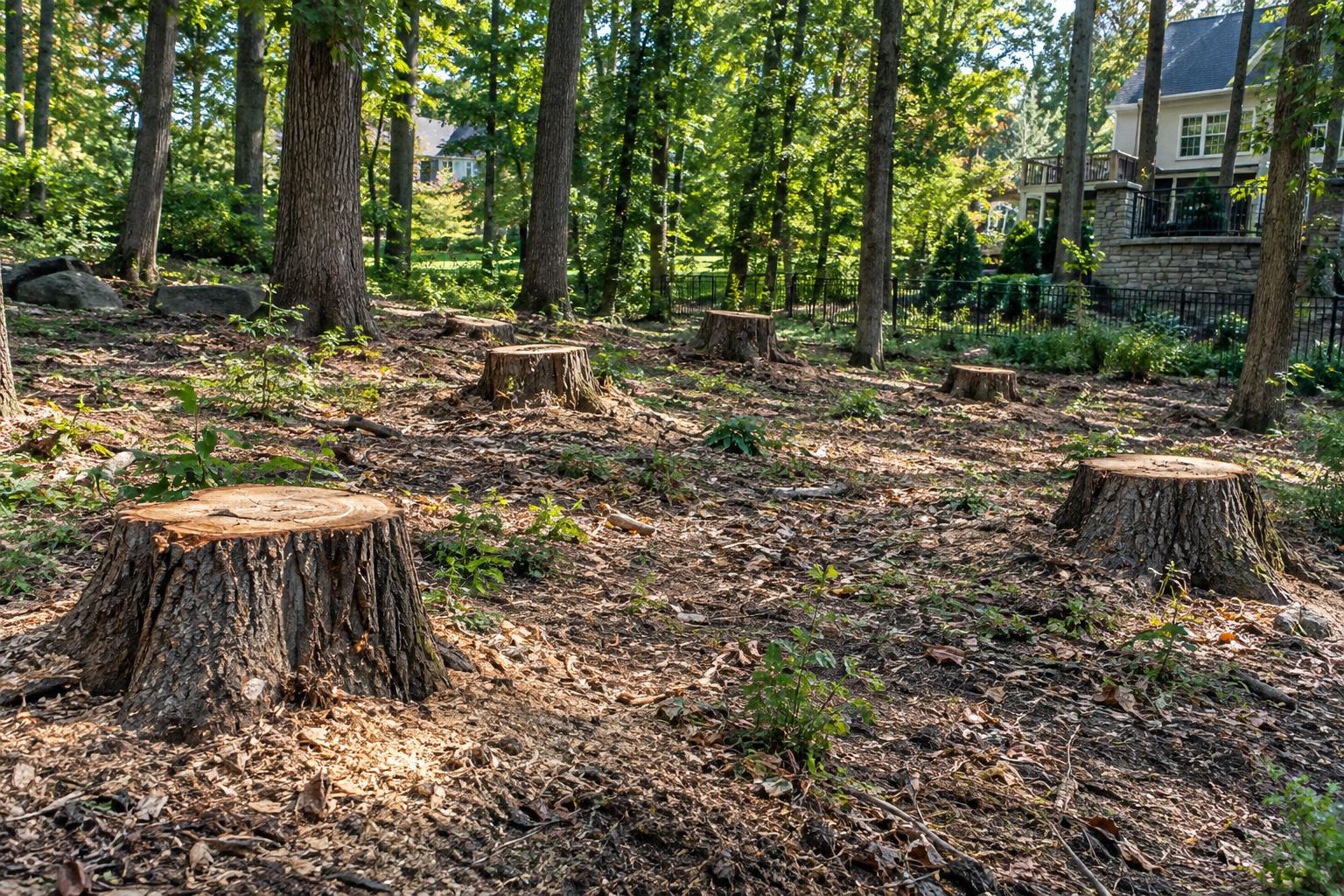 Grinding multiple tree stumps